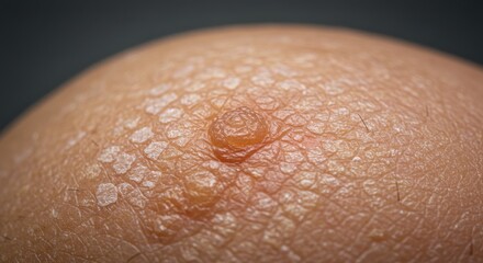 Fototapeta premium Inflamed Psoriasis Plaque - A Detailed Macro View of Scaly, Irritated Skin.