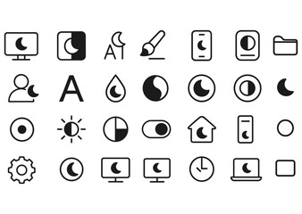 vector outline icons Dark Mode (Styles) darkmode system darkmode app darkmode theme darkmode ui darkmode ux darkmode text darkmode color darkmode contrast darkmode low darkmode high.