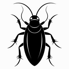 Discoid Cockroach Black Silhouette Vector on White Background