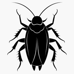 Discoid Cockroach Black Silhouette Vector on White Background