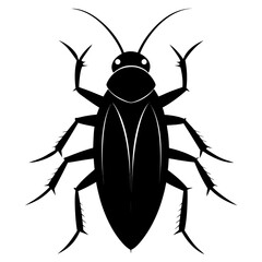 Simple Discoid Cockroach Vector Illustration – Black Silhouette