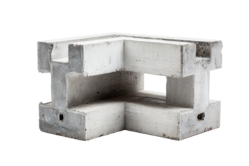 Precast Concrete Corner Block on Transparent Background