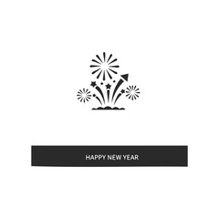 Fototapeta premium Celebratory fireworks icon with happy new year message on white background