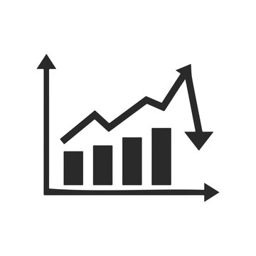 Simple line graph with bar chart elements showing increase and decrease