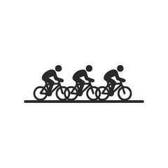 Obraz premium Cyclists riding in formation silhouette icon on white background