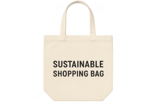 Sustainable Shopping Bag Promoting Eco Friendly Practices on Transparent Background