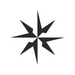 Fototapeta premium Black eight-pointed compass rose symbol on white background