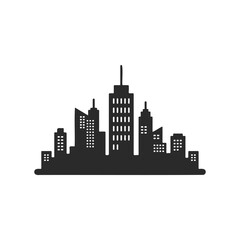 Obraz premium Silhouette of urban cityscape with tall skyscrapers