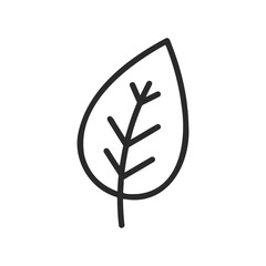 Minimalist black and white leaf icon design on white background