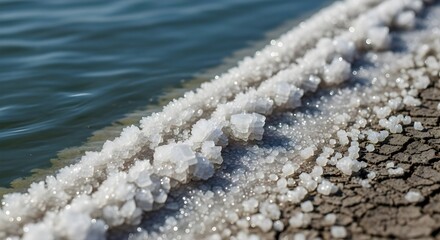 Salt Crystals Forming on Shoreline