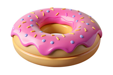 3D isometric chocolate glazed donut isolated on white background.