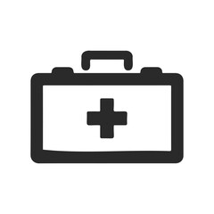 Obraz premium First aid kit icon with cross symbol on white background