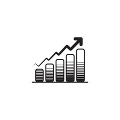 Vector graphic of a rising bar graph, symbolizing growth.A simple, black and white vector graphic depicting a bar graph with ascending trend.