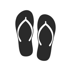 Simple black flip flops icon design on white background
