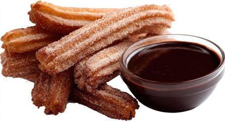 Sugary churros with chocolate dipping sauce