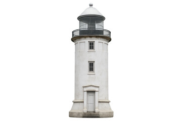 White lighthouse illuminating the night with transparent background