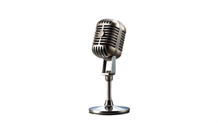 Vintage microphone isolated on transparent background for professional recording