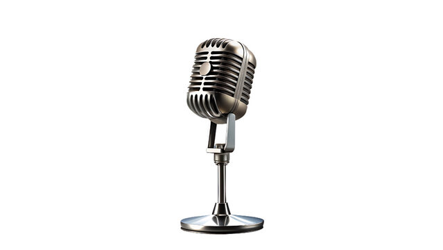 Vintage microphone isolated on transparent background for professional recording - Powered by Adobe