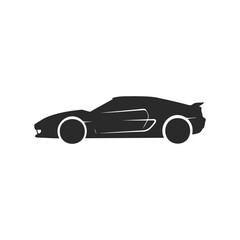 Fototapeta premium Silhouette of a modern sports car in profile view on white background