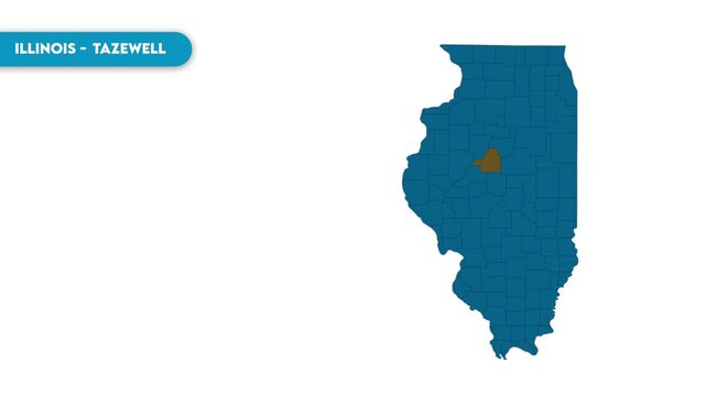Tazewell Map Video, Illinois map, Illinois United States, Political Map of Illinois, national flag and borders, perfect for presentations, travel, education,and global studies.