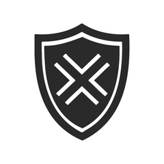 Obraz premium Black shield icon with geometric design for protection and security concepts