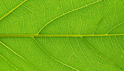 Obraz premium Detailed macro capture of a vibrant green leaf revealing intricate vein patterns and cellular