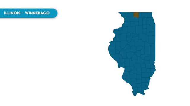 Winnebago Map Video, Illinois map, Illinois United States, Political Map of Illinois, national flag and borders, perfect for presentations, travel, education,and global studies.