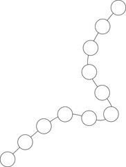 Abstract vector element composed of beaded curved lines forming a rippled stroke, exhibiting an uneven and fluctuating structure.