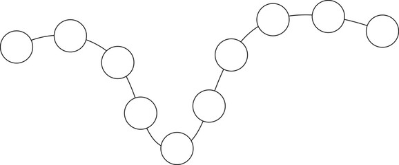 Abstract vector element characterized by a minimalist wavy path with beaded dots forming a smooth, rhythmic structure.