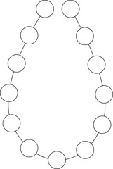 Abstract vector element showcasing a single continuous curve with evenly spaced circular connections forming a smooth trajectory.