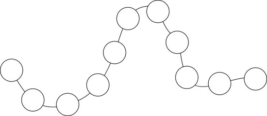 Abstract vector element consisting of a decorative curved path with circular nodes arranged in a visually flowing pattern.