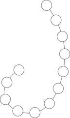 Abstract vector element displaying a continuous organic curve with circular nodes, forming a structured flowing shape.