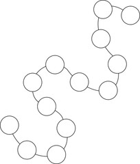 Abstract vector element featuring an S-shaped wavy stroke with circular points forming a continuous and structured path.