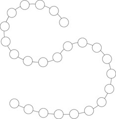 Curved line composed of connected circles forming an S-shaped motion path with smooth directional flow.