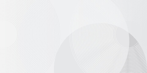 White geometric abstract background overlap layer on bright space with lines effect decoration. Modern graphic design element circles style concept for banner.