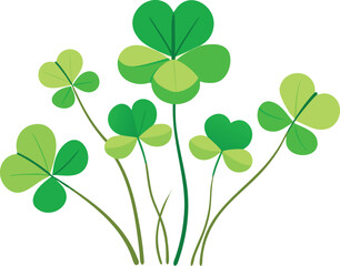 Vibrant green clover cluster botanical illustration vector art