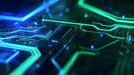 Glowing circuit board loop animation on dark background