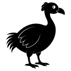 Dodo Bird Black Silhouette Vector on White Background