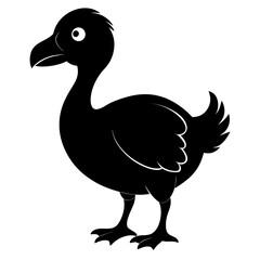 Dodo Bird Black Silhouette Vector on White Background