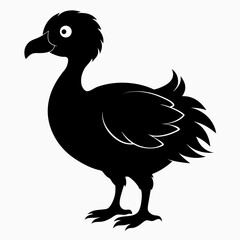 Dodo Bird Black Silhouette Vector on White Background