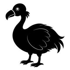 Dodo Bird Black Silhouette Vector on White Background