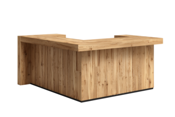 Wooden L-Shaped Counter on Transparent Background