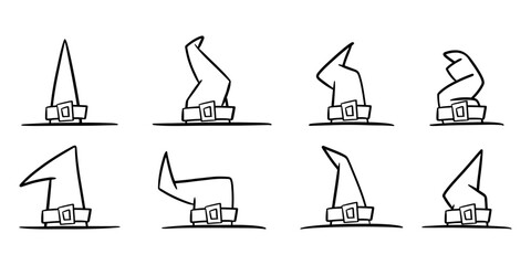 Set of witch hats doodle. Halloween vector hand drawn illustration.