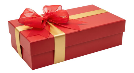Isolated Red Gift Box with Ribbon