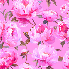 Pattern peonies flowers. Vector pattern floral summer flowers peonies. For paper, fabric, packaging, interior design