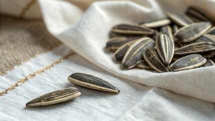 sunflower seeds on wooden background