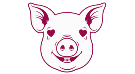 Isolated Cartoon Pig with Heart Eyes