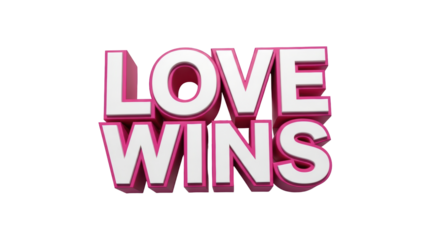 Isolated 'Love Wins' 3D Text