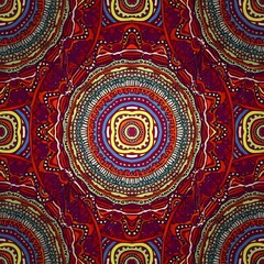 Obraz premium Intricate bohemian mandala pattern vector art, a seamless spiritual design evoking harmony and tranquility, perfect for decorative backgrounds.