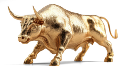 Golden bull illustration on white background. Stock market concept